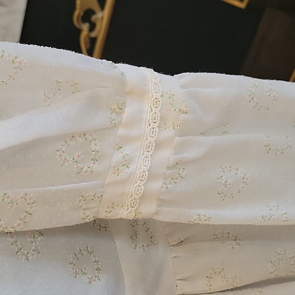 Vtg 70's Swiss Dot Peasant Dress - Picture 6 of 12